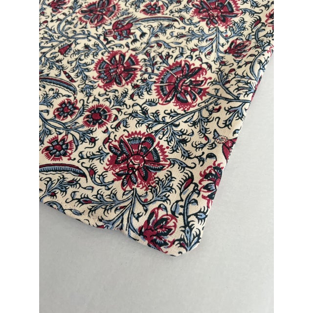 Traditional Lisa Fine Blue and Raspberry Pink Floral Pattern Pillow Covers- a Pair For Sale - Image 3 of 7