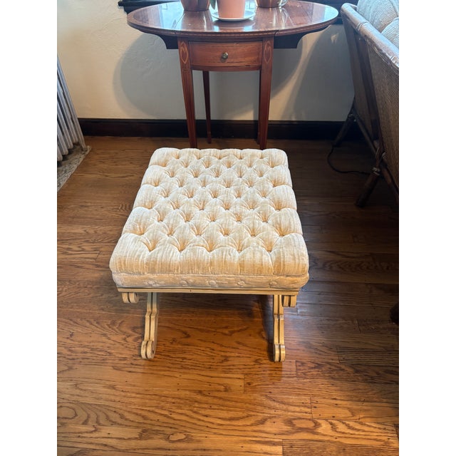 Karges Furniture Mid-Century Karges Pair Benches Button-Tufted Champagne Upholstery For Sale - Image 4 of 12