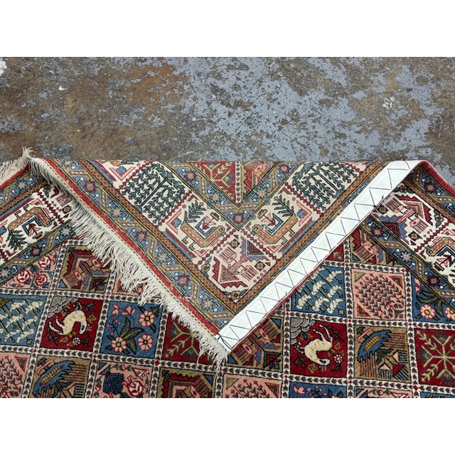 4ft 7in × 6ft 10in Persian Bakhtiari-Style Kheshti Garden Panel Wool Rug, Vintage For Sale - Image 11 of 12