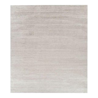 Rug & Kilim’s Oversized Textural Rug in Solid Taupe and White Tones and Striae - 14x16 For Sale