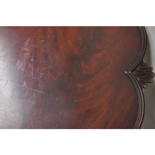 Brown Vintage Crotch Mahogany Chippendale Style Pie Crust Pedestal Side Tea Table For Sale - Image 8 of 12
