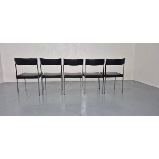 Textile Minimalist Side Chairs by Ernst Lauclair for Girsberger, Switzerland, 1960s, Set of 5 For Sale - Image 7 of 18