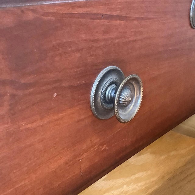 1980s Vintage Durham Furniture Solid Cherry Dresser and Plantation Mirror Saville Row For Sale - Image 18 of 18