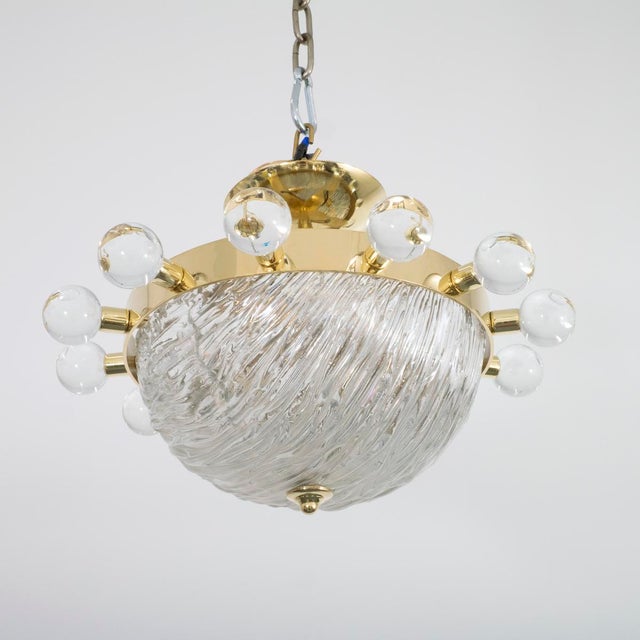 Italian Textured Murano glass sunburst pendant For Sale - Image 3 of 8