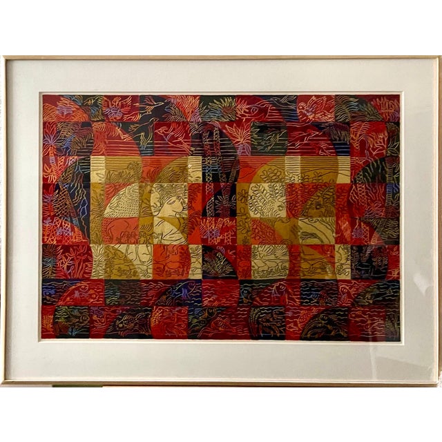Red Harry Koursaros, Large Pattern and Decoration Painting Abstract Expressionist Harry Koursaros P&D, 1983 For Sale - Image 8 of 11
