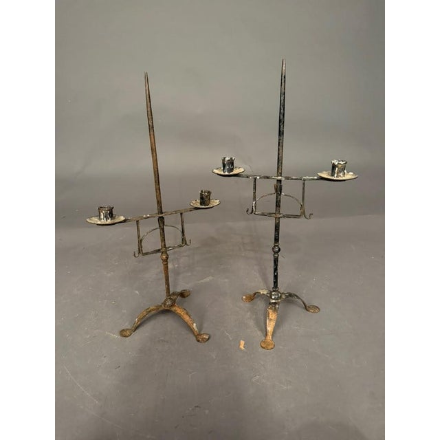Pair of French Wrought Iron Candelabras, Circa 1850 For Sale - Image 11 of 13