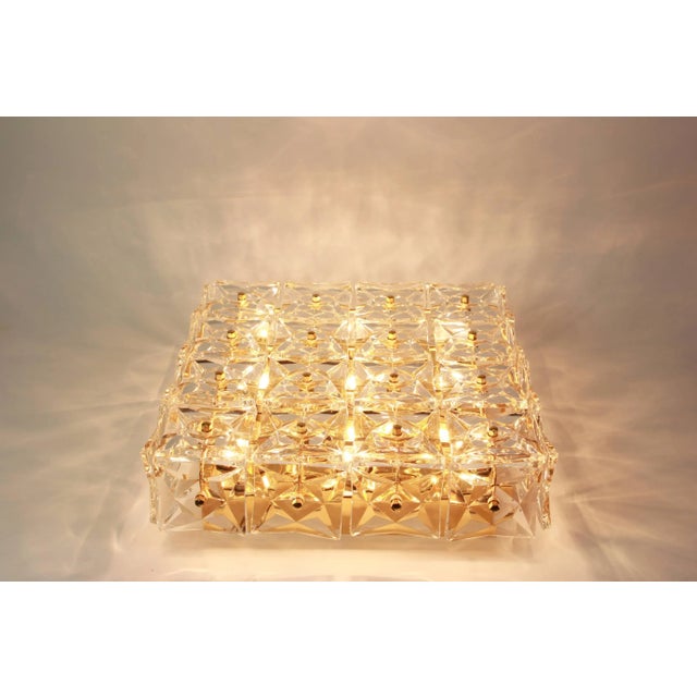 Glass Large Crystal Flush Mount Light Fixture from Kinkeldey, Germany, 1970s For Sale - Image 7 of 9