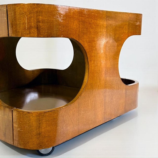 Vintage Space Age Sculptural Coffee Table in Curved Wood, Italy, 1970s For Sale - Image 14 of 18