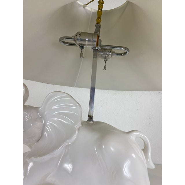 1960s Mid-Century Vintage Oversized Blanc De Chin Italian Elephant Lamp For Sale - Image 5 of 11
