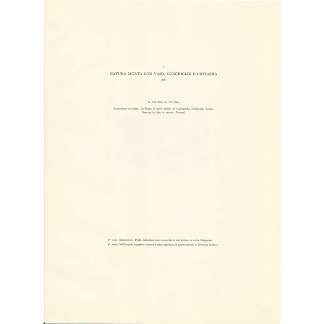 Giorgio Morandi, Still Life with Vase, Shells and Guitar, 1921-1957, Lithograph For Sale - Image 4 of 6