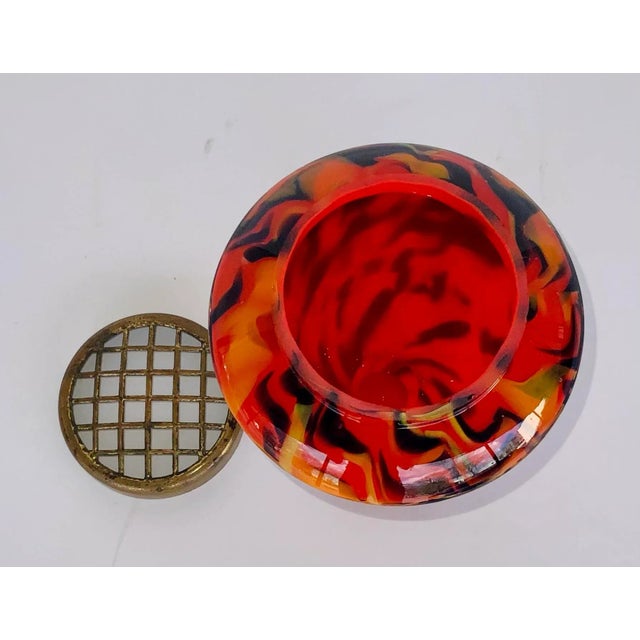 Timeless Multi Color Vintage Czech Art Glass Vase, metal frog