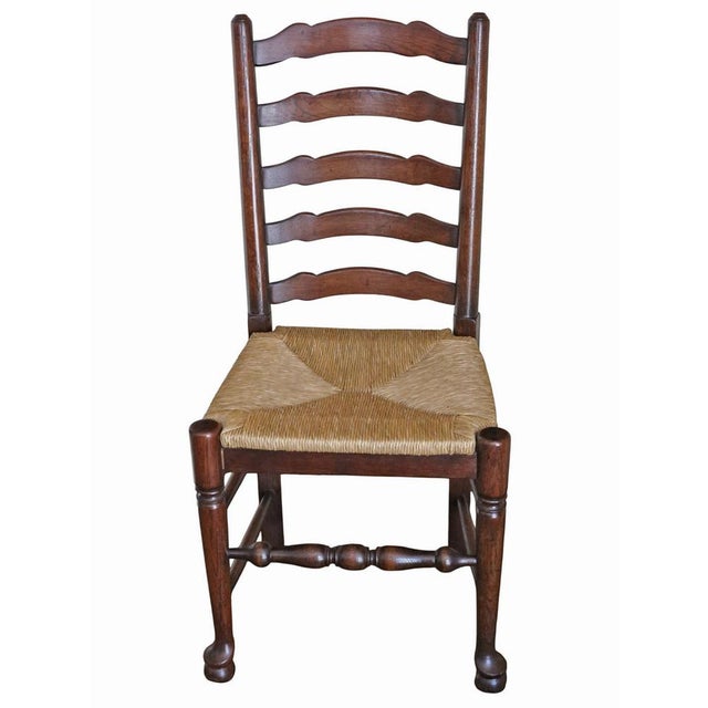 Vintage Retro Set of 8 (6 + 2) Ladder-Back Dining Chairs – c.1970 A stylish vintage set of eight ladder-back dining chairs...