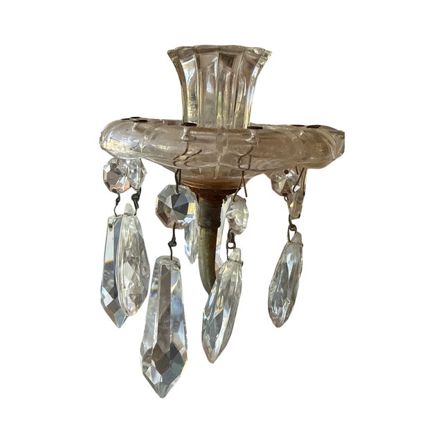 Antique Victorian Pressed Glass Three-Arm Girandole Candelabra For Sale - Image 10 of 14