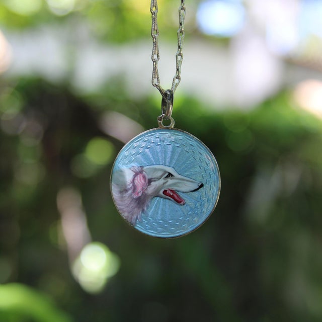 Blue 1900-1909 Swedish Sterling Silver Enamel Portrait of a Sighthound For Sale - Image 8 of 8