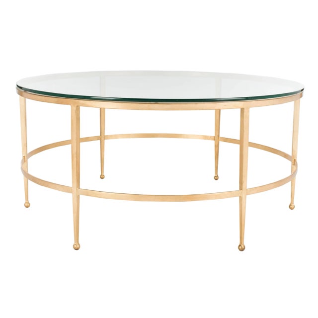 2020s Contemporary Round Glass Cocktail Table in Gold For Sale - Image 5 of 5