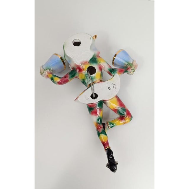Mid-Century Ceramic Venetian Harlequin Carnival Mask Wall Light, 1950s For Sale - Image 12 of 18