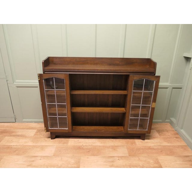 Early 20th Century Arts and Crafts Glazed Liberty Bookcase with Open Shelving, 1900 For Sale - Image 5 of 8