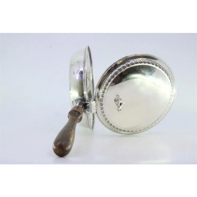 Silver Silver Whisk with Raised Border Lid and Wooden Handle For Sale - Image 8 of 9