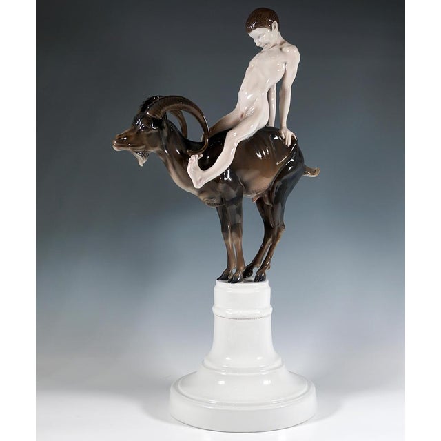 Large Porcelain Capriccio Boy on Ibex from Rosenthal Selb, Germany, 1930s For Sale - Image 3 of 8