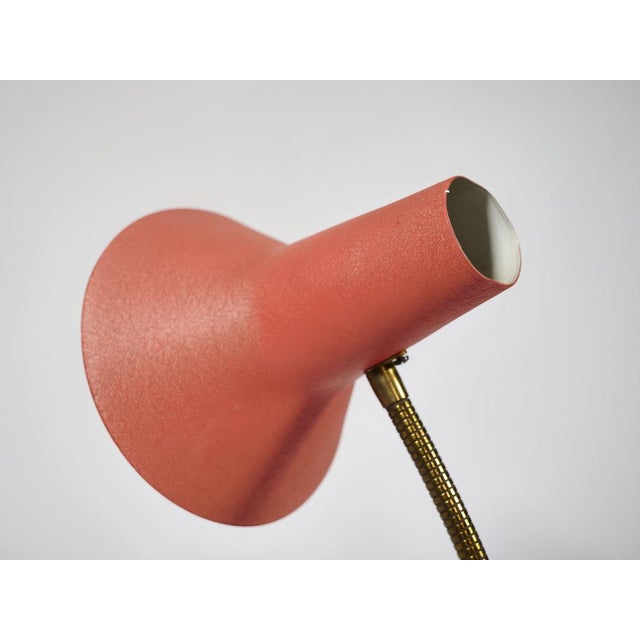 Gold Mid-Century Modern Metal Table Lamp with Shade, 1960s For Sale - Image 8 of 9