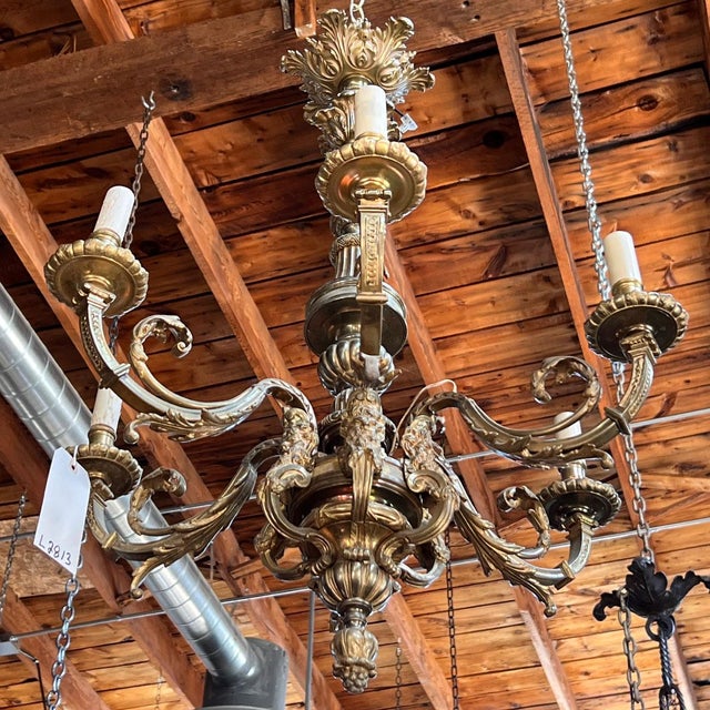 Baroque French Baroque Style Bronze Mazarin Six-Light Chandelier For Sale - Image 3 of 9