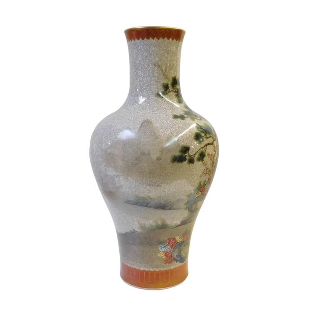 Chinese Chinese Gray Crackle 3 Rams Round Porcelain Vase For Sale - Image 3 of 8
