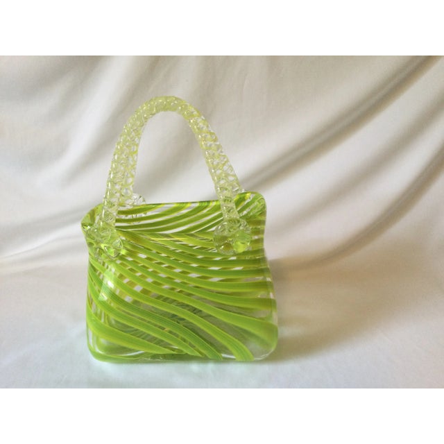 Shabby Chic Vintage Hand Blown Murano Style Purse Vase For Sale - Image 3 of 12