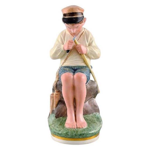 Vintage Porcelain Young Boy Figurine in Overglaze from Royal Copenhagen For Sale - Image 8 of 8