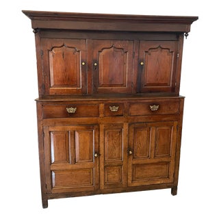 Large Antique Welsh Oak Deuddarn Cupboard, 1680s For Sale