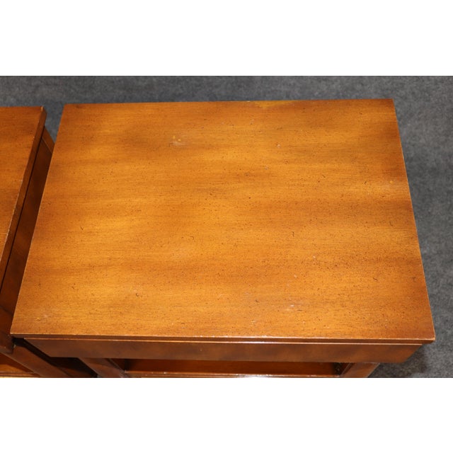 1960's Pair French Empire Style 2 Drawer Brass Mount Nightstands For Sale - Image 4 of 15