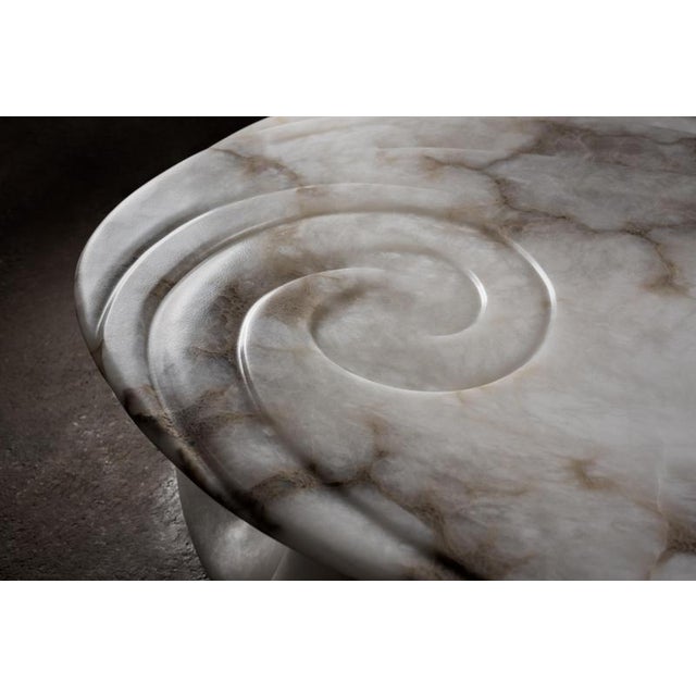 Stone Aqua Fossil Center Table II in Alabaster by Amarist Studio For Sale - Image 7 of 16