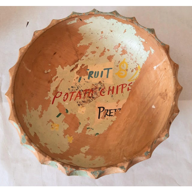 Mid Century Vintage Wood Advertising Potato Chip Bowl For Sale In Fayetteville, AR - Image 6 of 6
