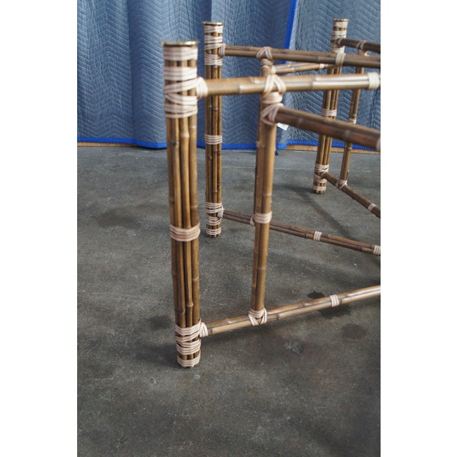 1970s Attributed to McGuire Mid Century Bohemian Modern Octagonal Bamboo Glass Dining Table 74" For Sale - Image 12 of 18