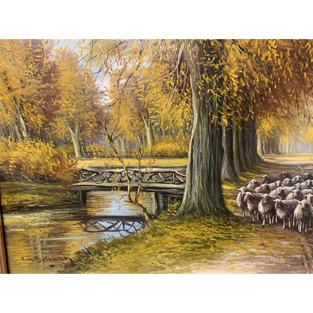 Mid-Century Modern Vintage / Antique, 20th C. Continental, European Sheep Herder, Oil Painting! For Sale - Image 3 of 4