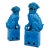 Vintage C1970's-1980's Ceramic Glazed Peacock Cerulean Blue Foo Dogs -A Pair For Sale
