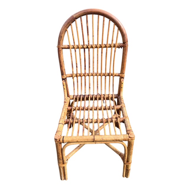 Late 20th Century Rattan Wicker Desk Chair For Sale