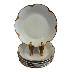 Antique Haviland & Co. Limoges Gold Scalloped Rim Bowls, Set of 6