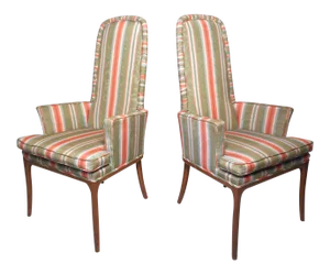 Vintage Modern High-Back Upholstered Chairs - a Pair
