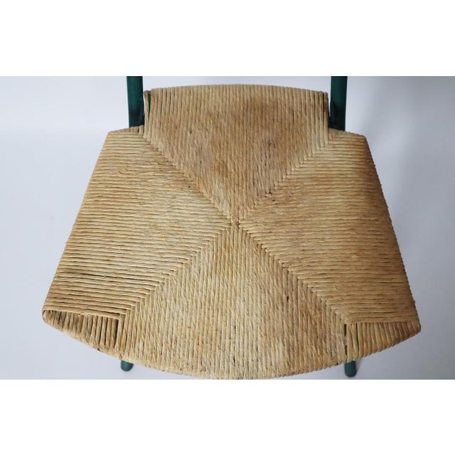 Green Mia Folding Chair with Rush Seat attributed to Giorgio Cattelan, Italy, 1980s For Sale - Image 10 of 18