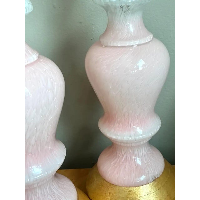 Vintage Pink Murano Blown Glass Table Lamps - Pair For Sale - Image 4 of 12