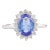 Oval Cut Royal Sapphire Diamond Halo Ring Size 7 in 14k Solid White Gold For Sale