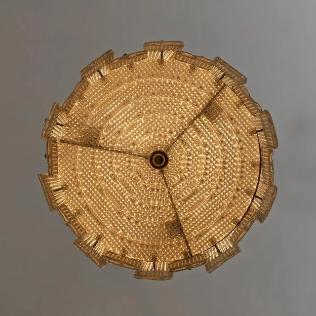 1980s Art Deco Style Brass Murano Glass Lantern Ceiling Light by Barovier & Toso, 1980 For Sale - Image 5 of 8