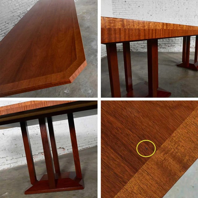 Late 20th Century Modern Large Custom Mahogany Double Pedestal Dining or Conference Table For Sale - Image 11 of 13