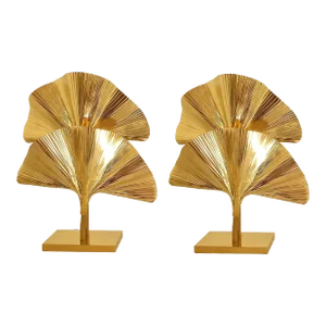 Pair of Ginkgo Brass Table Lamps, Italy