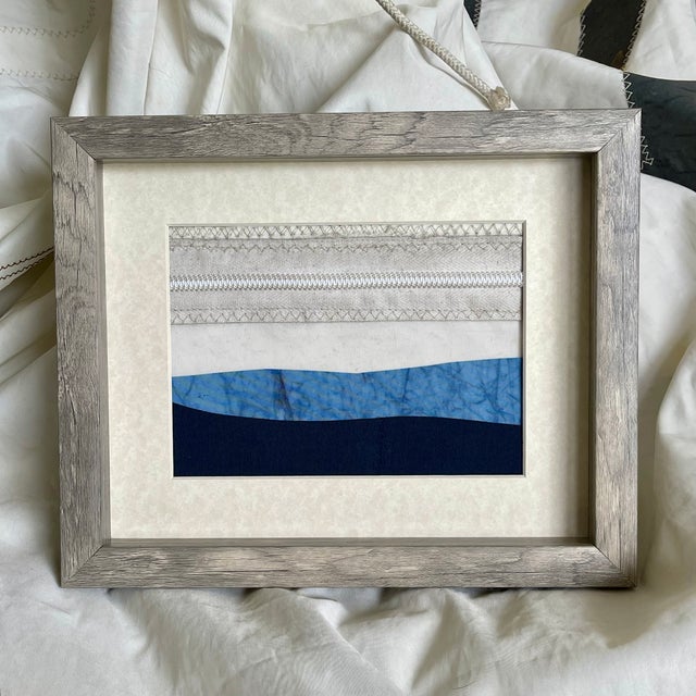 Contemporary Semi-Abstract​ Mixed Media Nautical Sailcloth Landscape​ - By JJ-Hogan | Series of 3, Framed For Sale In Baltimore - Image 6 of 12