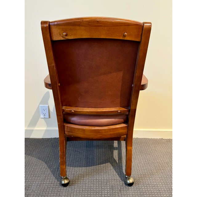 Fairfield Vintage Fairfield Chair Company Phillips Leather Arm Chair on Casters For Sale - Image 4 of 12