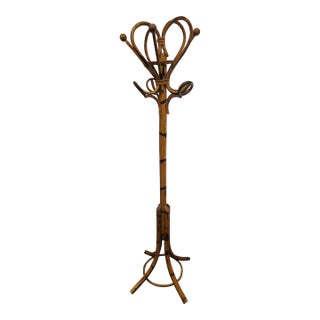 1960s Italian Mid-Century Modern Bamboo and Rattan Standing Coat Rack For Sale