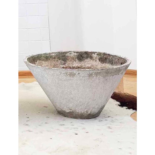 1960s Large 21.65" Diam. 11.6" Tall Tapered Concrete W. Guhl Eternit Planter A+ Patina For Sale - Image 9 of 15