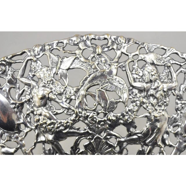 Mid 20th Century Vintage William Adams Wa Spain Silver Plated Figural Repousse Large Fruit Bowl For Sale - Image 5 of 13