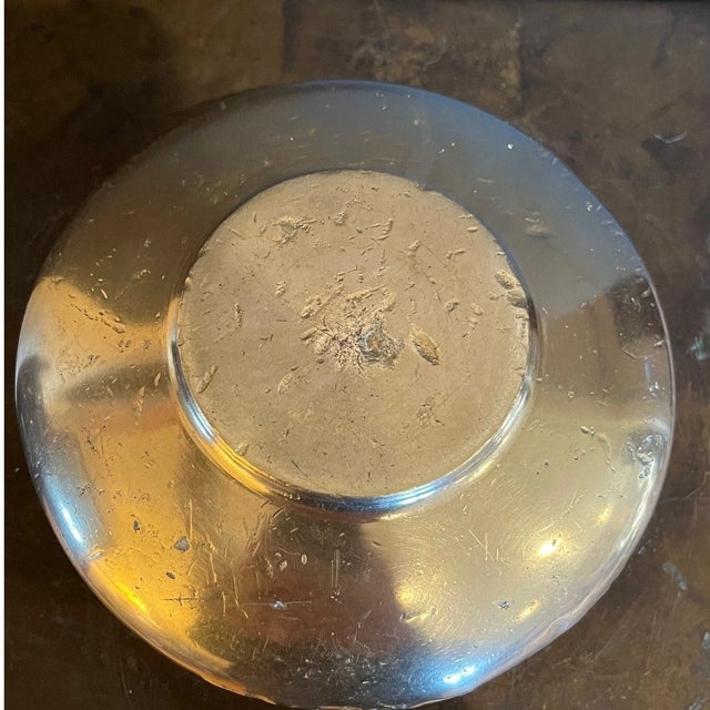 Victorian Antique Heavy Gilt Bronze Ritual Altar Cup & Saucer - Hand Hammered For Sale - Image 3 of 6